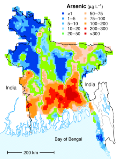 In Bangladesh, around three quarters of the groundwater contains unsafe levels of arsenic