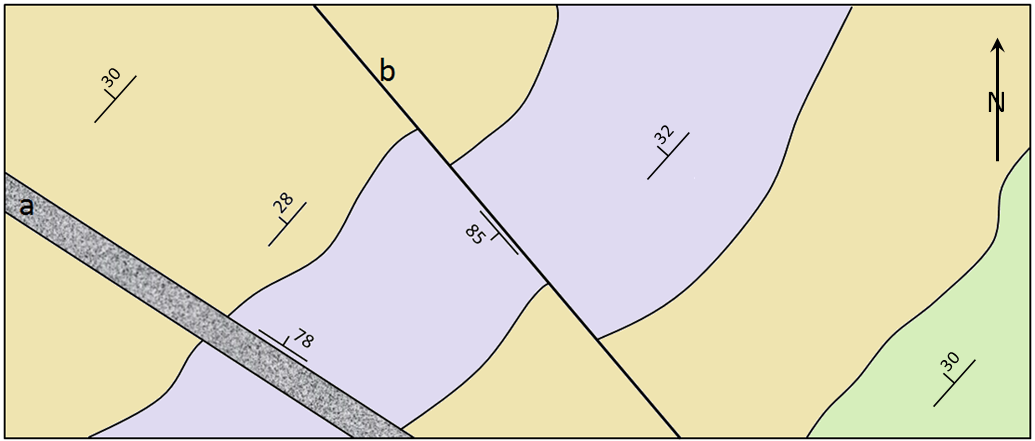 plan view (map) of the geology of a region