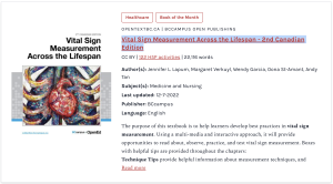 Pressbooks Directory book cards for Vital Sign Measurement Across the Lifespan