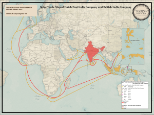 Map showing the trading interests of the VOC and the British India Company