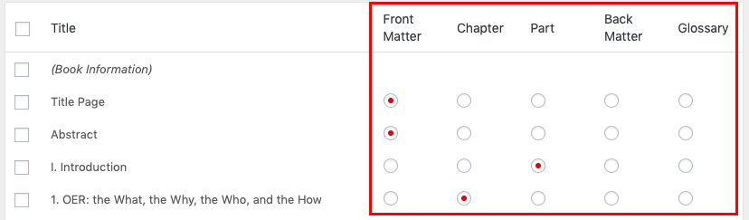 The buttons for the content types are highlighted.