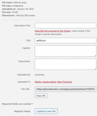 The interface of the attachment details menu